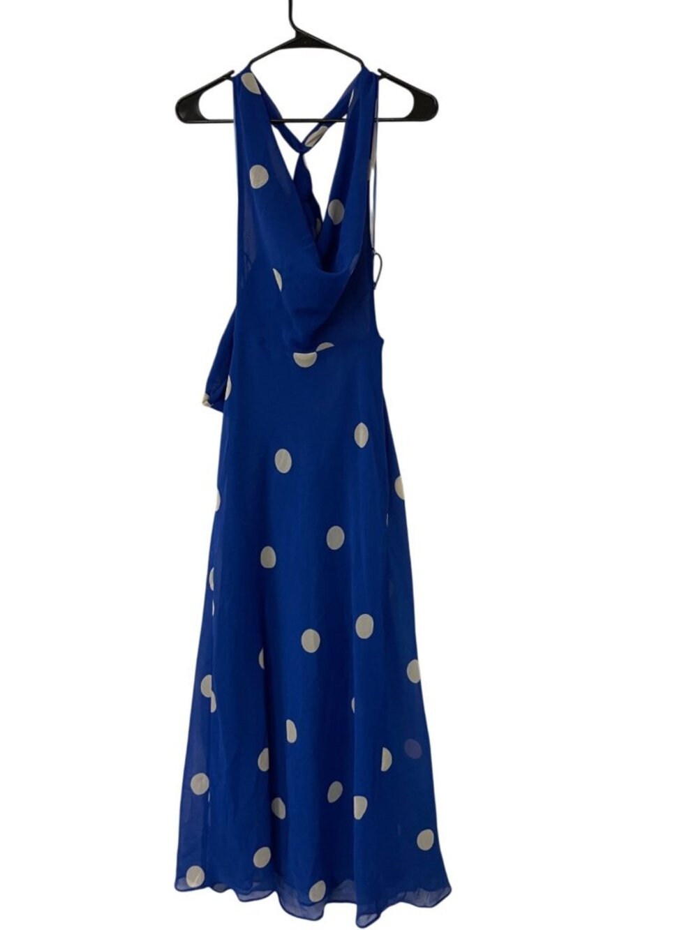 Zara Womens Midi Dress XS Blue White Polka Dot Print Halter Neck 8410/430 NWT - Picture 3 of 16
